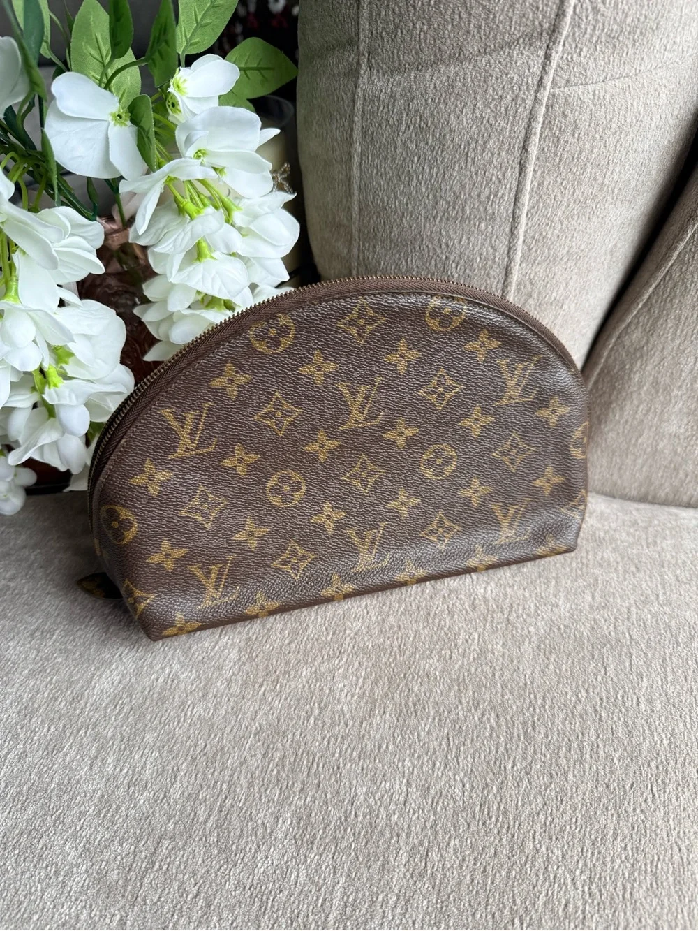 Louis Vuitton Brown Monogram Dome Toiletry Pouch Large GM Size Authentic